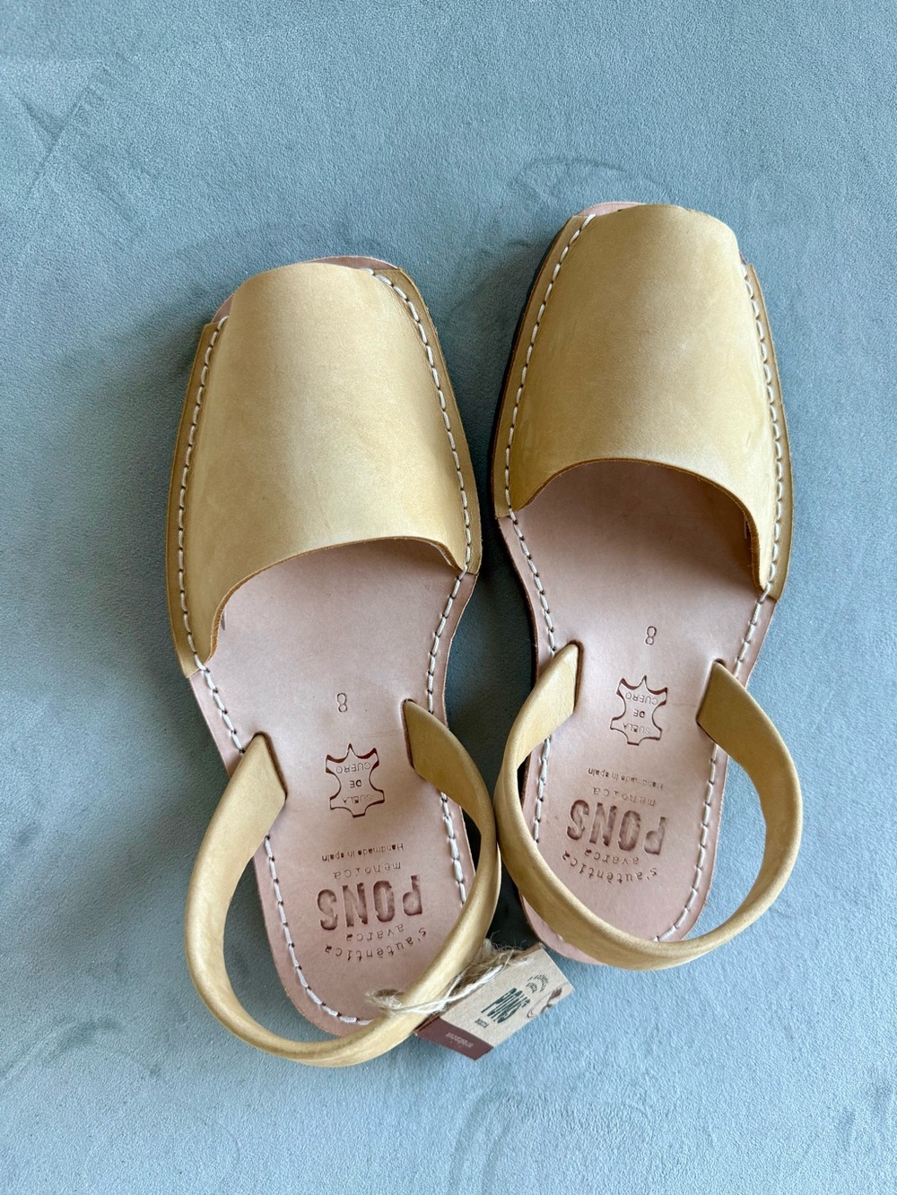 PONS Avarcas Classic Women’s Leather Slingback Sandals in Mustard. Brand new